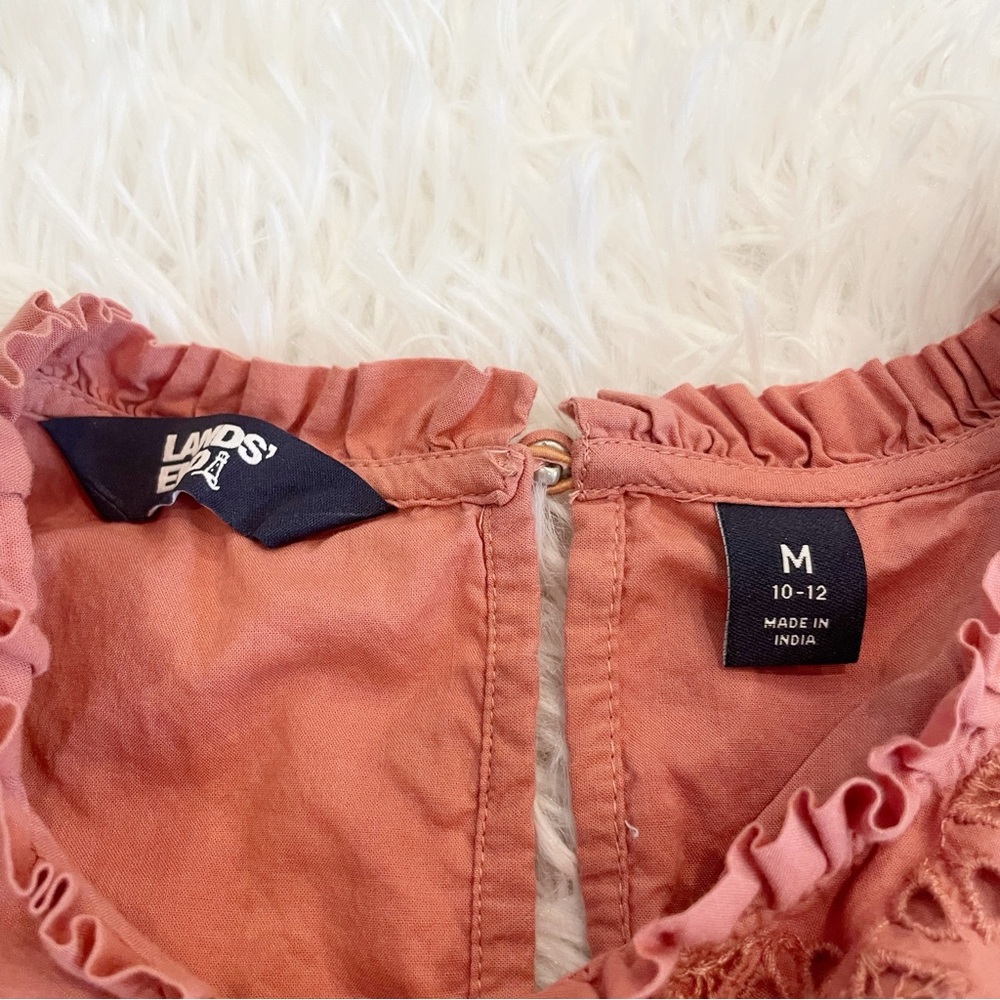 Lands’ End Dusty Pink Eyelet Blouse Medium Spring Casual Teacher - Picture 5 of 9